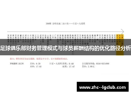 足球俱乐部财务管理模式与球员薪酬结构的优化路径分析